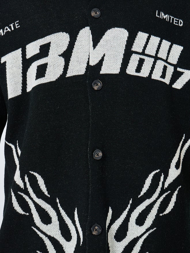 ستايلي تيشيرت رجالي أسود مطبوع برسومات محبوكة - Image 3